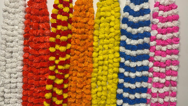 Pack of 5 Marigold flower strings baby shower decorations, holi decor, housewarming decorations, festive decor,paath, pooja& diwali decor