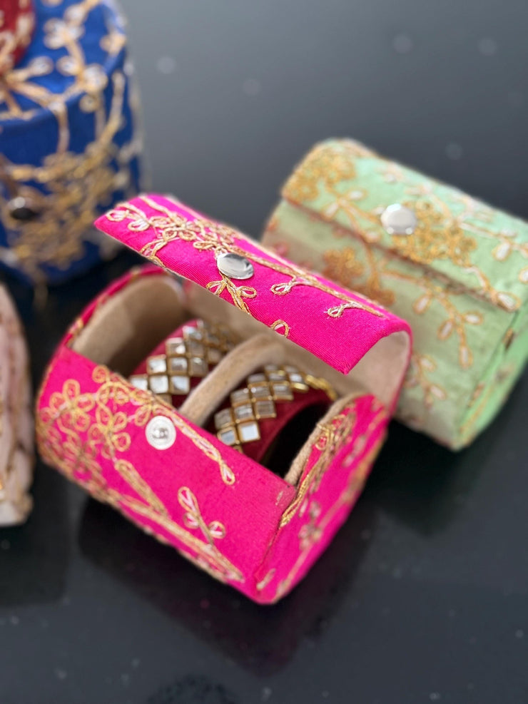 Assorted Angoori embroidered bangle holder, bangle storage box, bangle holder for favors