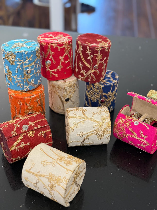 Assorted Angoori embroidered bangle holder, bangle storage box, bangle holder for favors